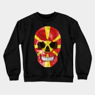 Macedonia Flag Skull - Gift for Macedonian With Roots From Macedonia Crewneck Sweatshirt